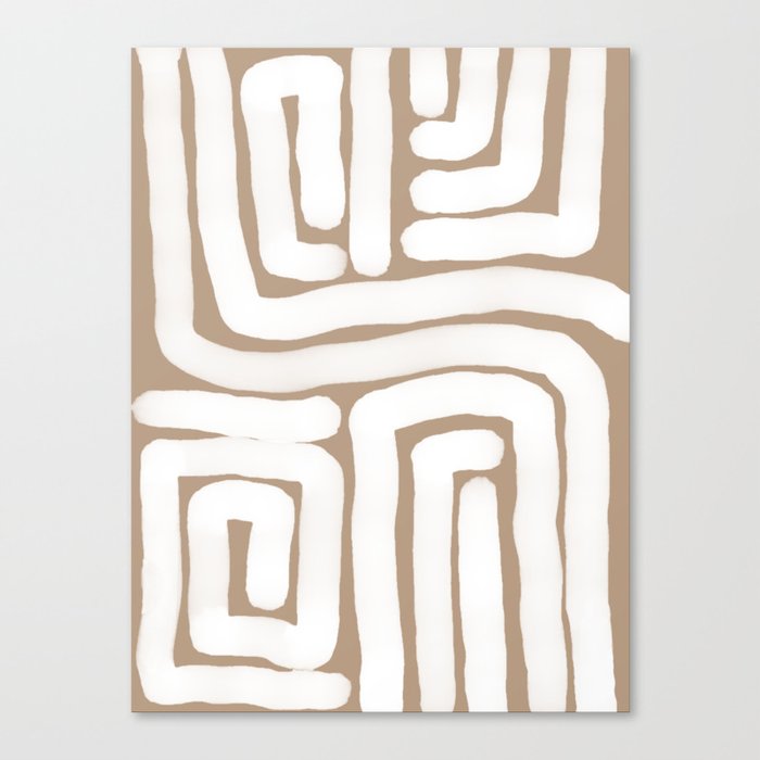 Tan and White Lines Abstract Print Canvas Print