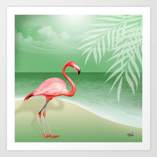 FLAMINGO BEACH | jade Art Print