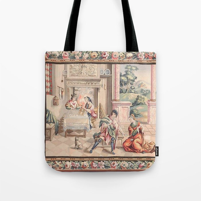 Antique Rococo Scenic French Tapestry Tote Bag