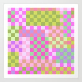 Cheerful Checks // Pink Lemonade Art Print