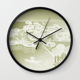 Japan Mural - Reverse Frosted Celedon Wall Clock