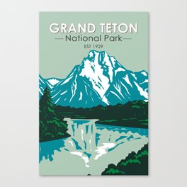 Grand Teton Jackson Hole Valley National Park Wyoming Vintage Canvas Print