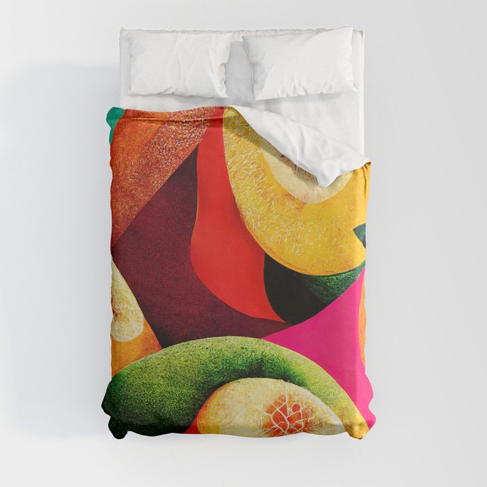Citrus Twist - Abstract Minimalist Digital Retro Poster Art Duvet Cover