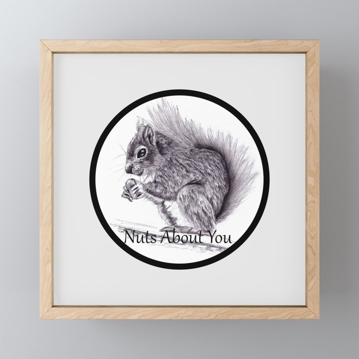 Nuts About You - Squirrel Pencil Drawings Framed Mini Art Print