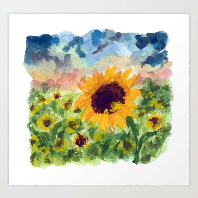Sunflower Sunset Art Print By Elissapickle Society6