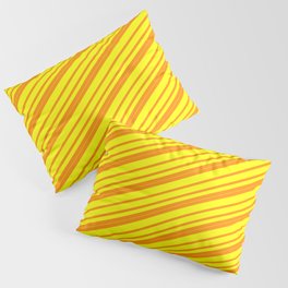 [ Thumbnail: Dark Orange and Yellow Colored Lined/Striped Pattern Pillow Sham ]