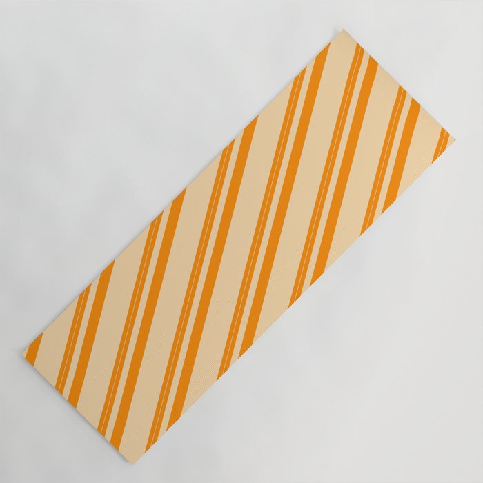 Dark Orange & Tan Colored Lined/Striped Pattern Yoga Mat