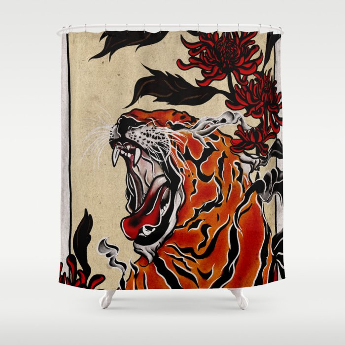 Tiger Ukiyo-e style Shower Curtain