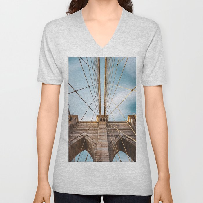 Brooklyn Bridge | Architecture in NYC | Travel Photography V Neck T Shirt