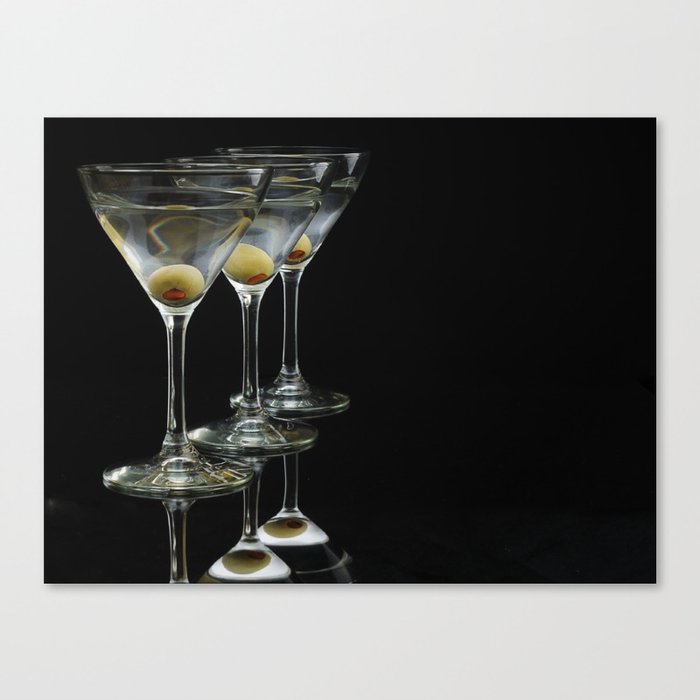 Three Martini's and three olives.  Canvas Print