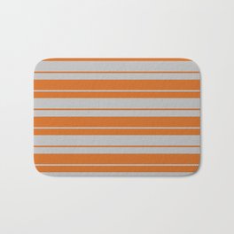 [ Thumbnail: Grey and Chocolate Colored Lines Pattern Bath Mat ]