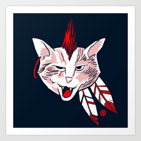 Meowhawk (navy variant) Art Print