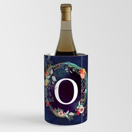 Personalized Monogram Initial Letter O Floral Wreath Artwork Wine Chiller