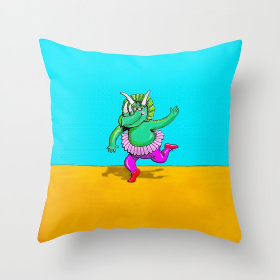Sugarplum Triceratops Throw Pillow