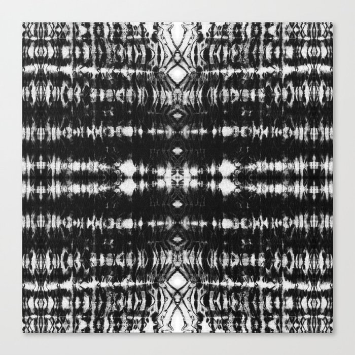 Shibori arashi tie dye spots black and white Canvas Print