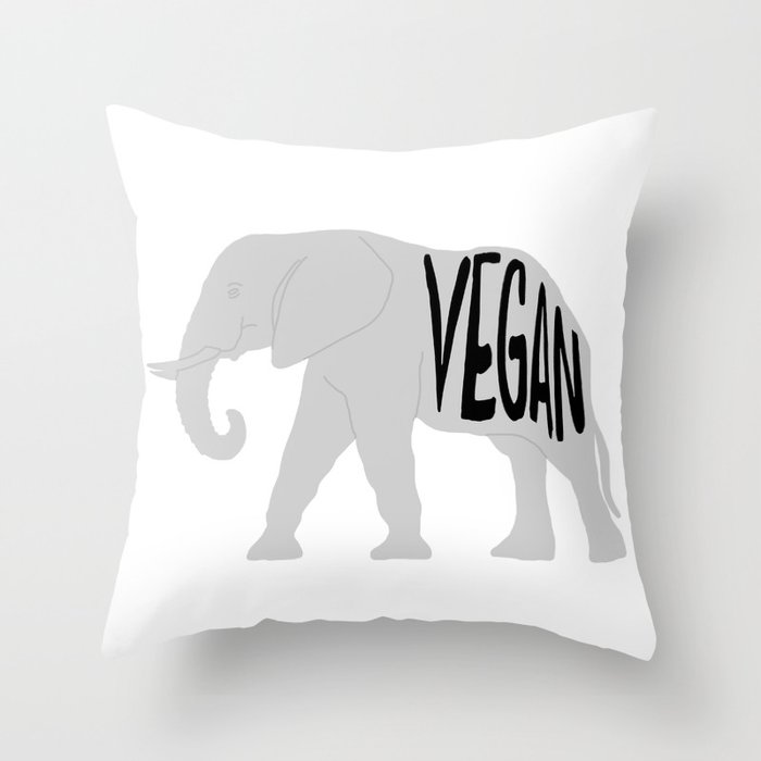 vegan (elephant)  Throw Pillow