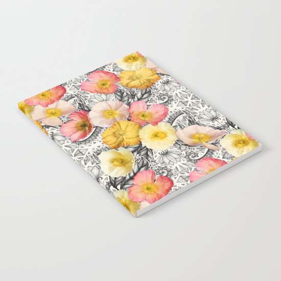 Collage of Poppies and Pattern Notebook