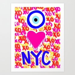 Evil Eye Heart New York Art Print