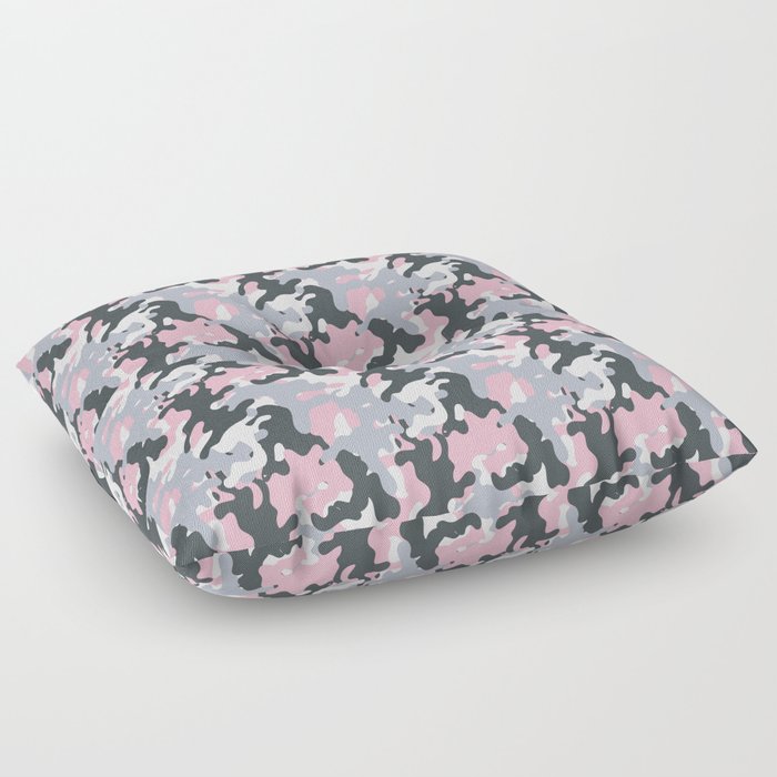 Pink and grey abstract Army camouflage Pattern  Floor Pillow