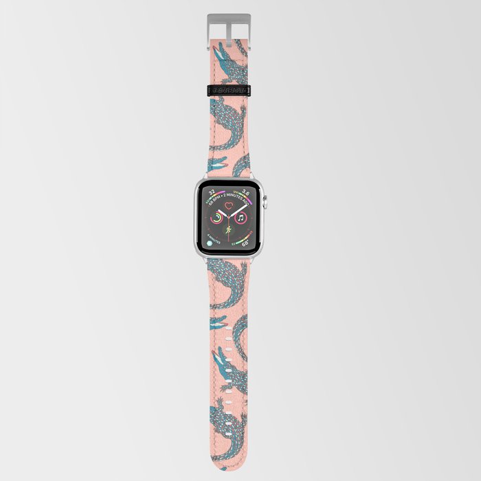 Crocodiles (Pink and Teal Palette) Apple Watch Band
