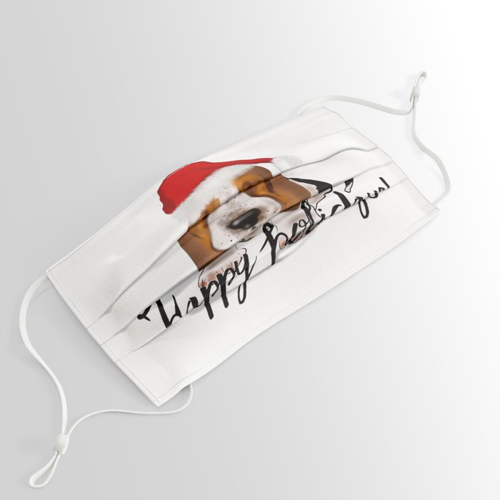 Cute Santa basset hound dog.Christmas puppy gift idea Face Mask