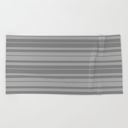 [ Thumbnail: Dark Gray and Grey Colored Lined/Striped Pattern Beach Towel ]