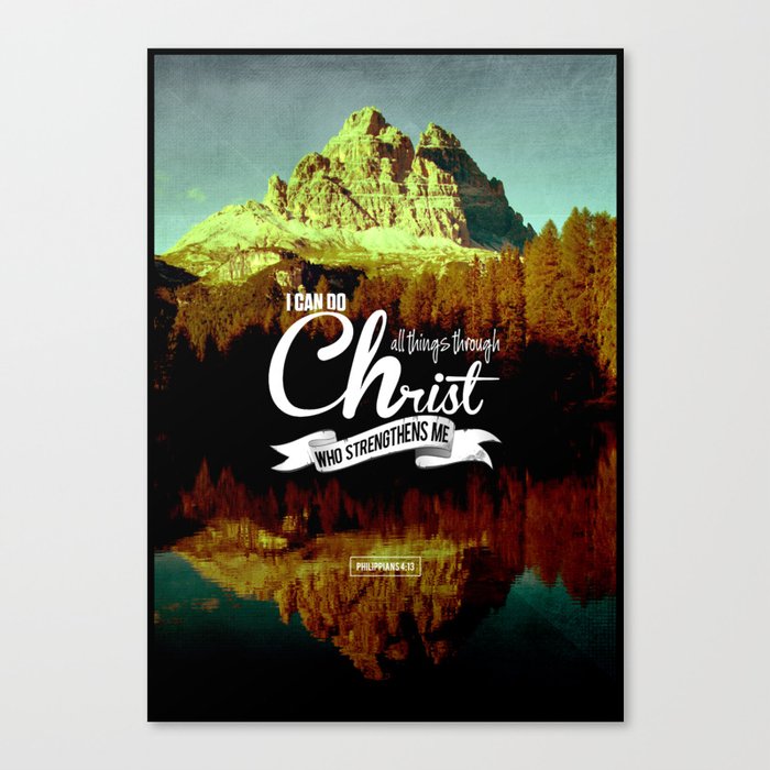 Typography Motivational Christian Bible Verses Poster - Philippians 4:13 Canvas Print