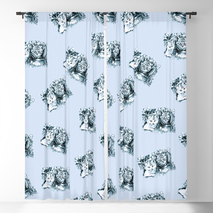 Blue Baby Cats Blackout Curtain