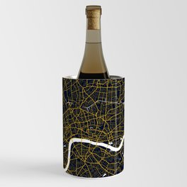 London City Map of England - Gold Art Deco Wine Chiller