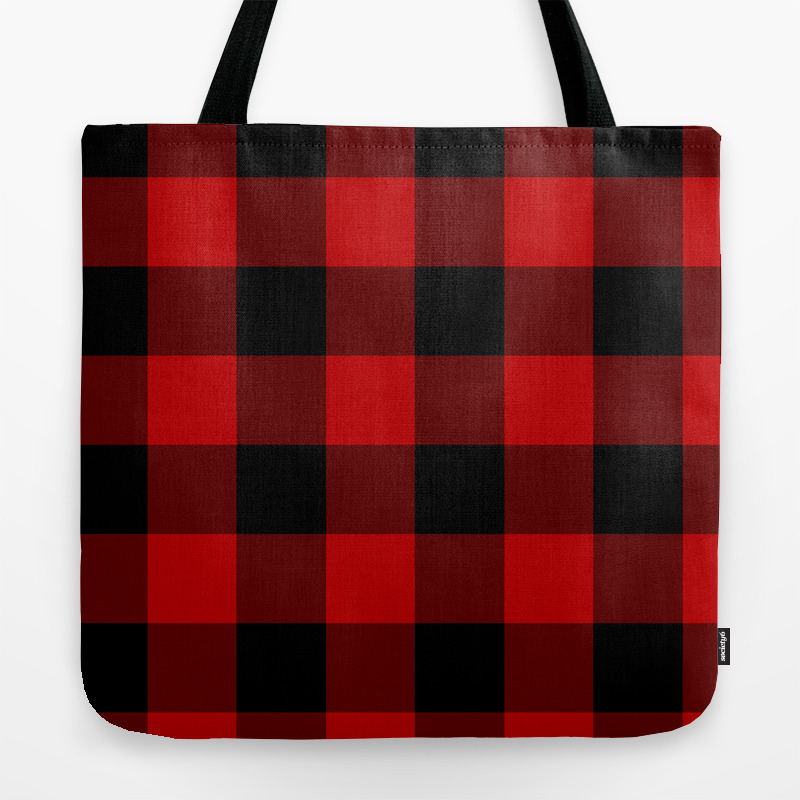 buffalo plaid tote bag
