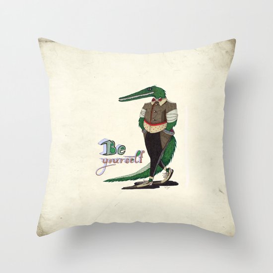 Walking Crocodile Throw Pillow