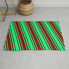 [ Thumbnail: Green & Maroon Colored Striped/Lined Pattern Rug ]