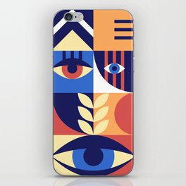 Bauhaus geometric abstract elements with eyes and simple forms. Modern style shapes, minimalistic retro design. Hipster 20s trend collage, illustration.  iPhone Skin