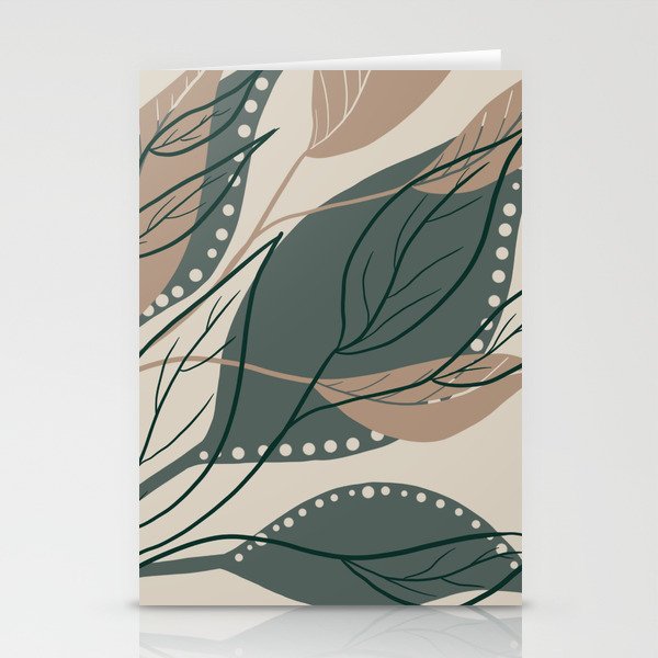 Modern abstract leaf green  Stationery Cards