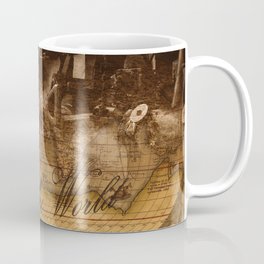 Travel the World - Steam Train and Old World Map Coffee Mug