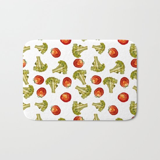 Broccoli and tomato Bath Mat