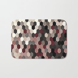 Hexagon Pattern In Gray and Burgundy Autumn Colors Bath Mat