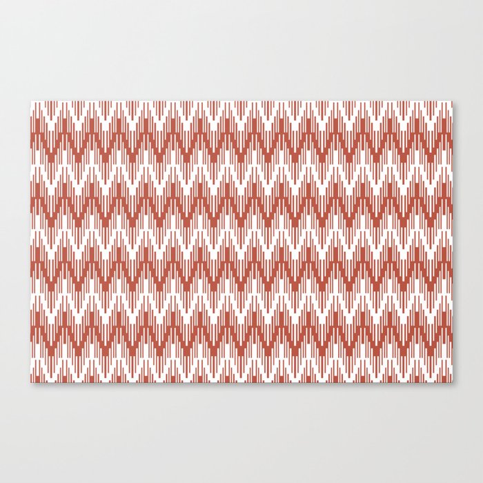 Red and White Striped Chevron Ripple Pattern - Dunn and Edwards 2022 Trending Color Red River DE5125 Canvas Print