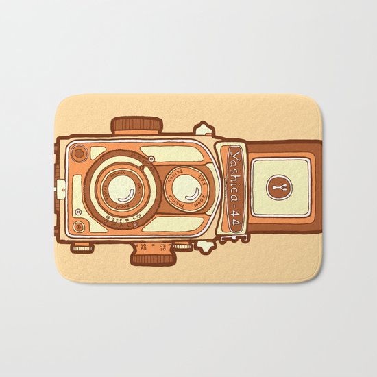 Vintage camera orange Bath Mat