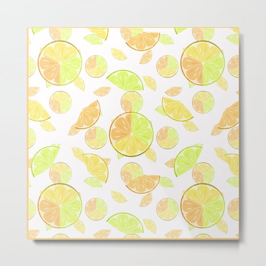 Abstract pattern with slices of citrus fruit . Metal Print
