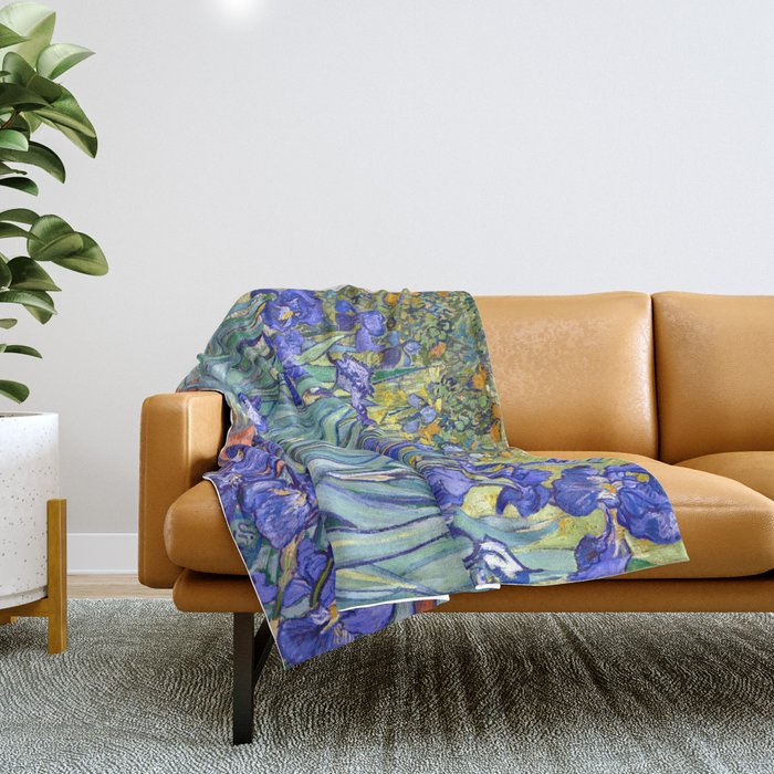 Vincent Van Gogh Irises Throw Blanket by Art Gallery Society6