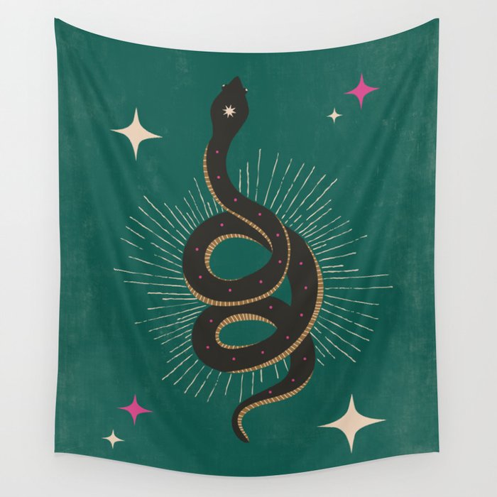 Slither - Green Wall Tapestry