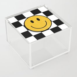 Smiley Face with Black and White Chessboard Background Acrylic Box