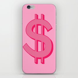 Pink Dollar Sign Symbol - Preppy Aesthetic Decor iPhone Skin