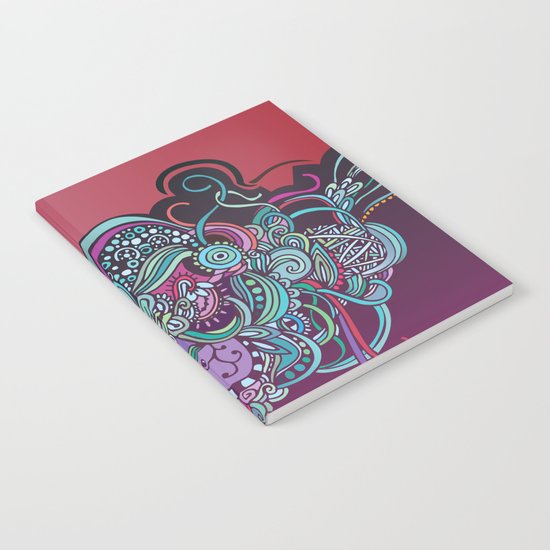 Detailed diagonal tangle, pink and purple Notebook