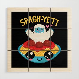 Spaghetti Yeti Bigfoot Eating Noodle Yeti Wood Wall Art