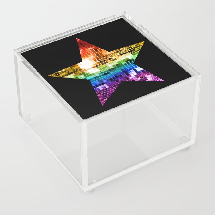 Rainbow Disco Ball Star Acrylic Box