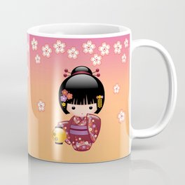 Japanese Sakura Kokeshi Doll Coffee Mug