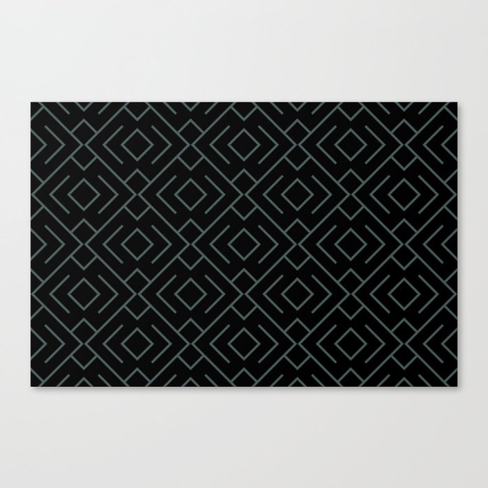 Black and Dark Green Blue Geometric Mosaic Pattern 4 Pairs DE 2022 Trending Color Loch Ness DE5748 Canvas Print