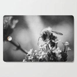 Bee on Flower in Black and White Cutting Board
